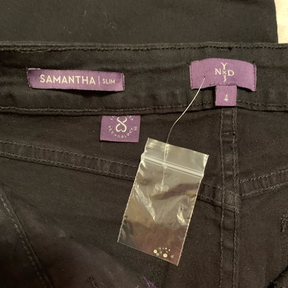 NYDJ black SAMANTHA 98% cotton slim size 4 NWT with subtle beading on po… - Picture 2 of 13